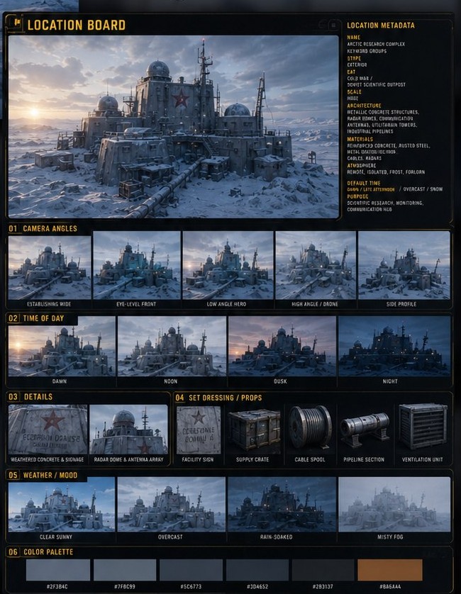Готовый Location Board: 5 ракурсов локации, время суток, погода и палитра