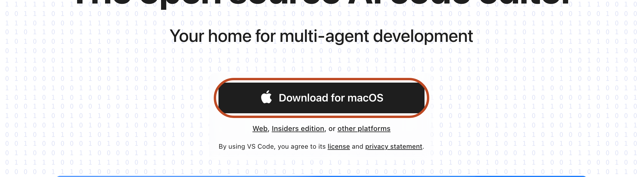 Главная страница code.visualstudio.com с большой кнопкой Download