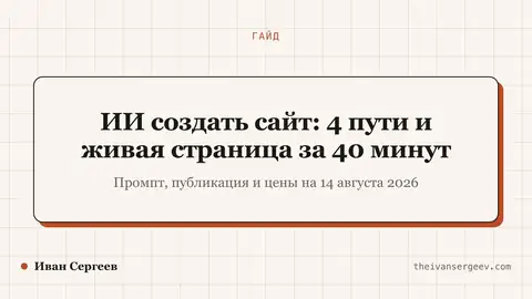 Превью статьи «Как создать сайт с помощью ИИ: 4 пути и страница за 40 минут»