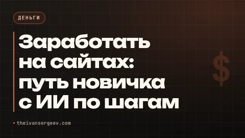 Превью статьи «Заработать на сайтах: путь новичка с ИИ без кода»