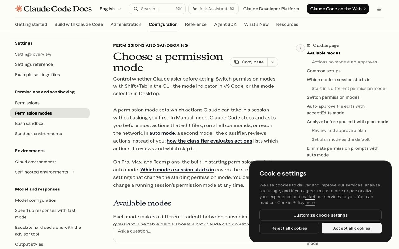 Официальная страница документации Anthropic с описанием режима auto mode в Claude Code