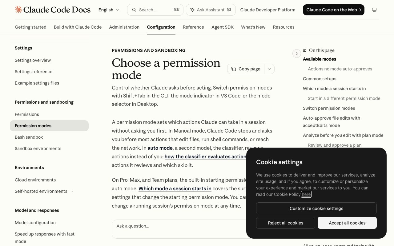 Официальная документация Claude Code, раздел про режимы разрешений и auto mode
