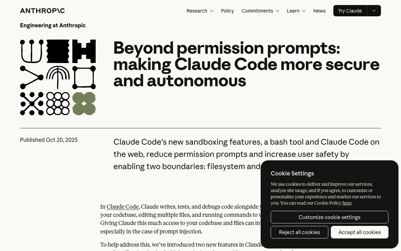 Anthropic Engineering, официальная страница про функцию sandbox в Claude Code