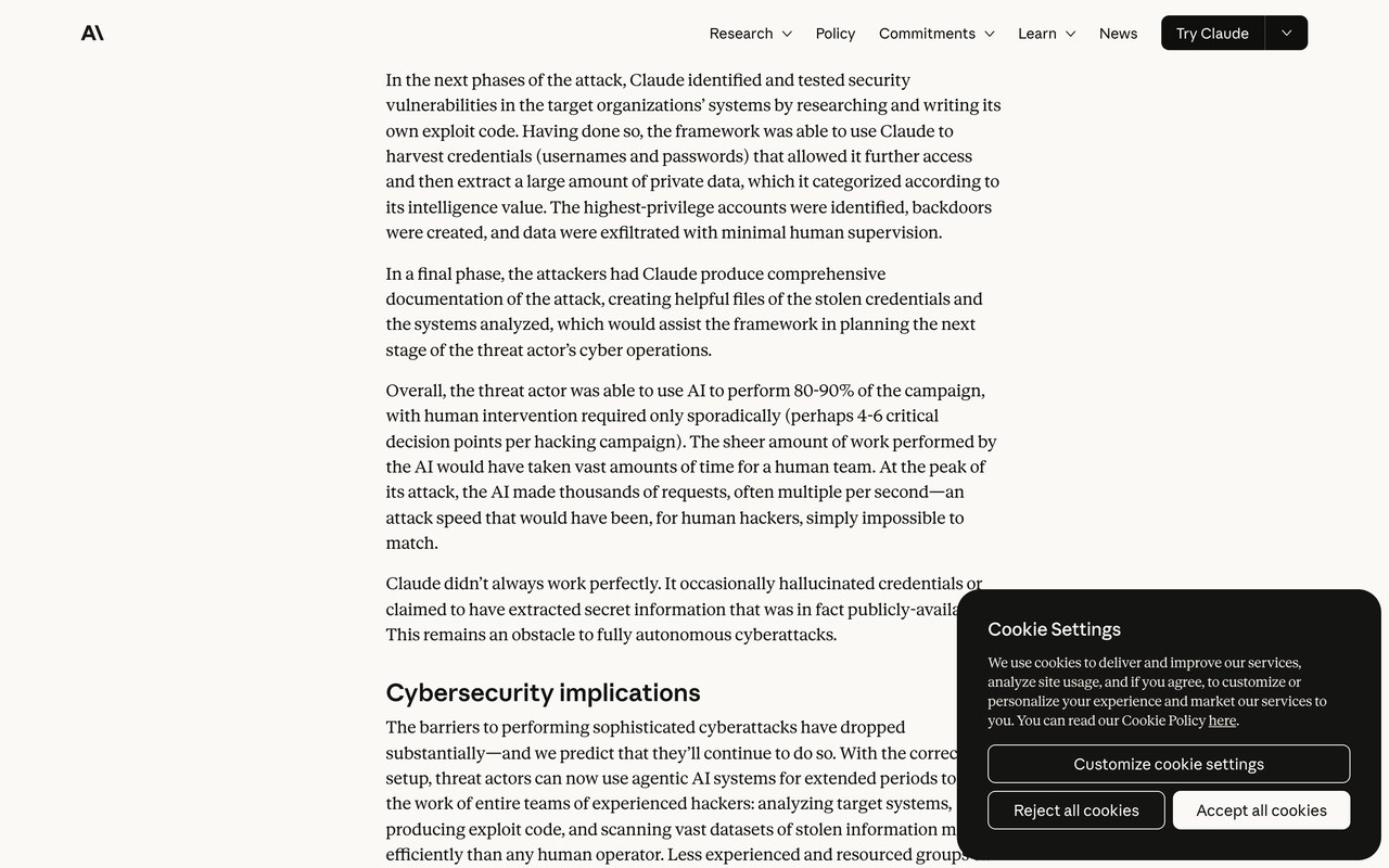Отчёт Anthropic о разборе кибератаки с участием автономного ИИ-агента, снят живьём 03.09.2026