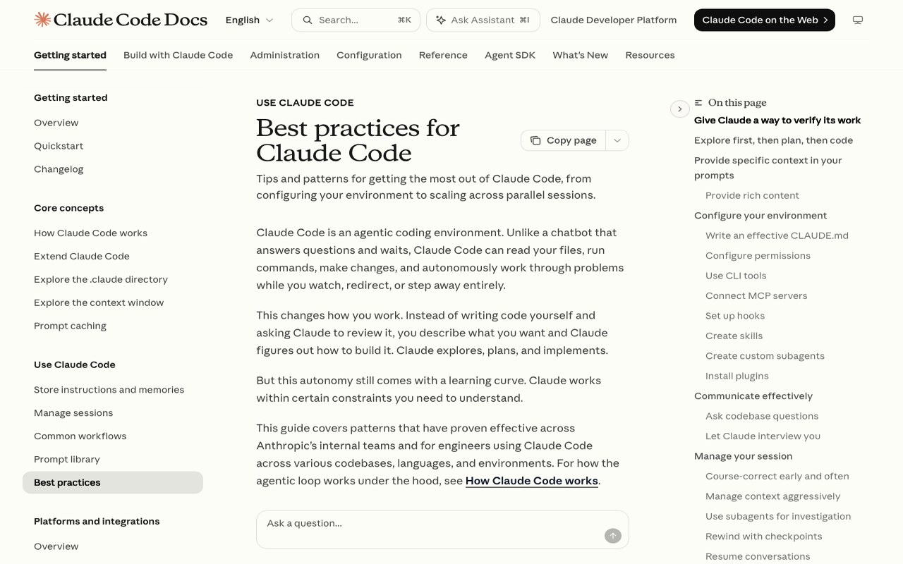 Официальная страница Best practices for Claude Code на сайте Anthropic