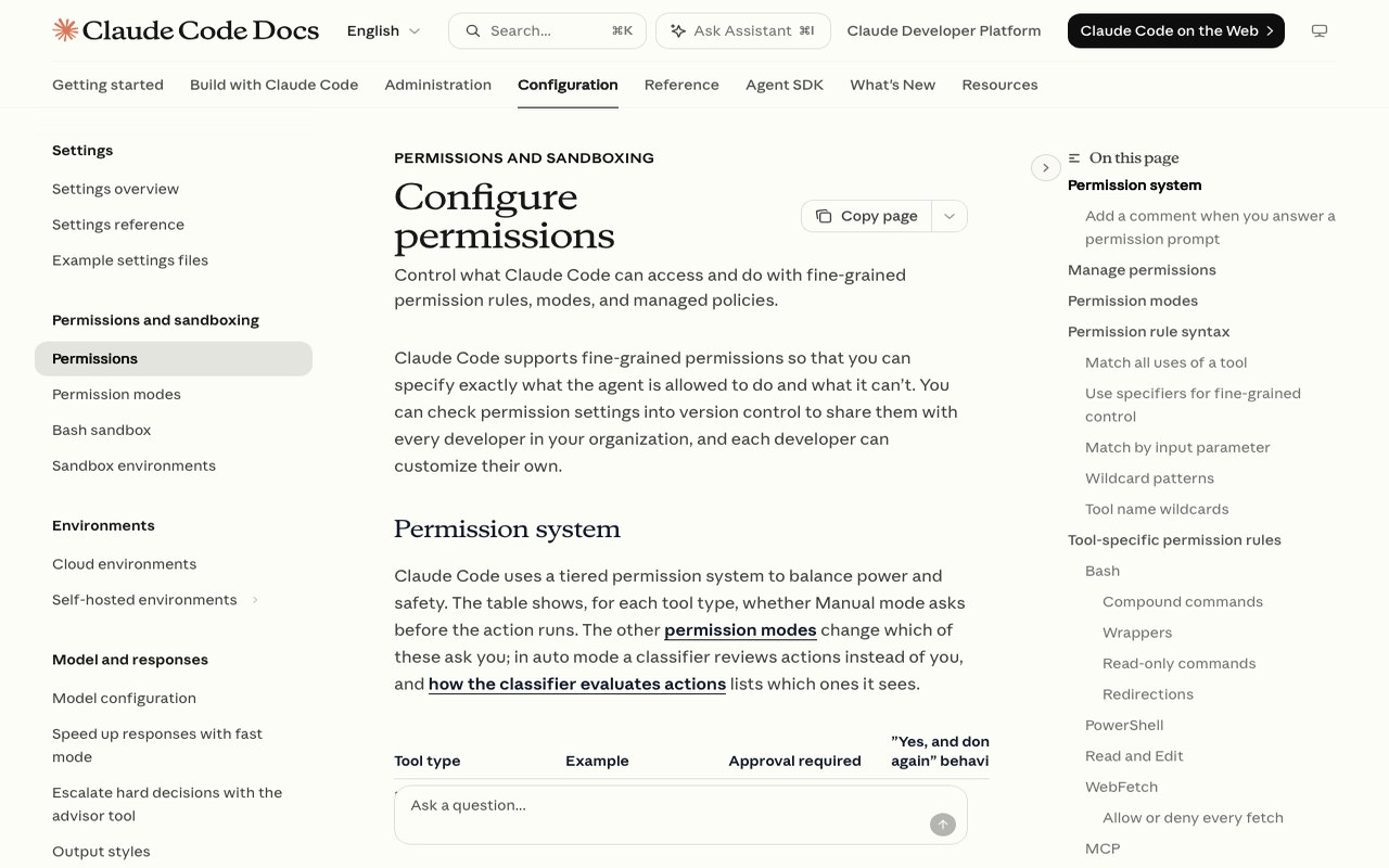 Официальная страница Configure permissions на сайте документации Anthropic