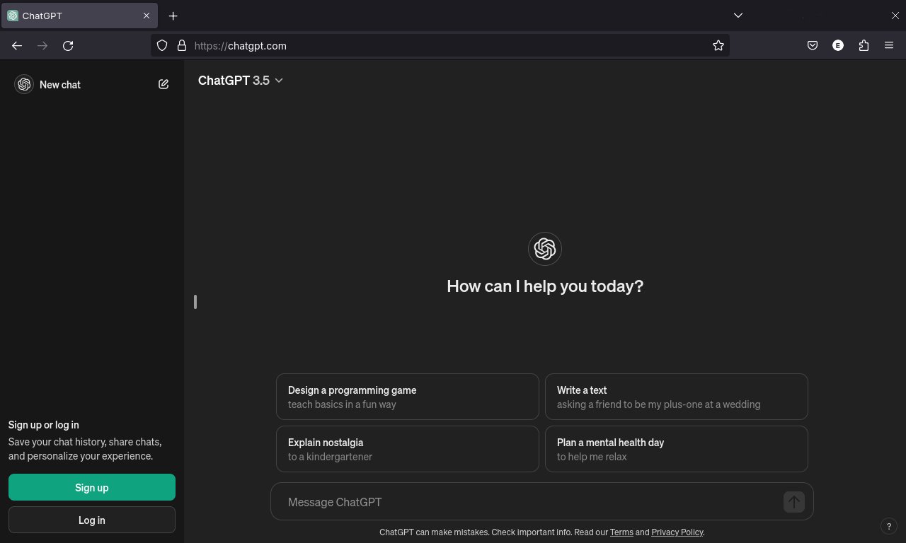 Интерфейс ChatGPT в браузере Firefox, окно диалога с текстовым ответом модели
