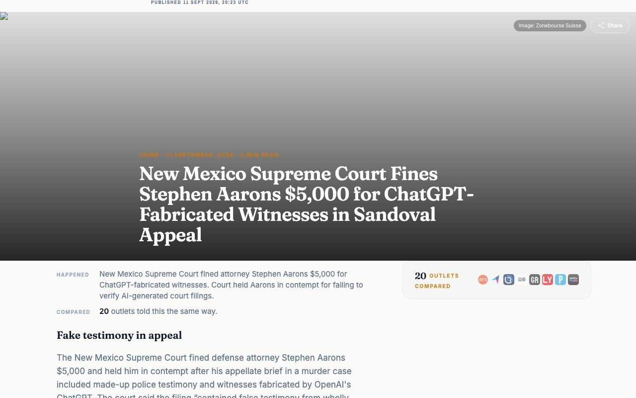 Агрегатор NewsCord сравнивает 20 изданий, все версии совпадают