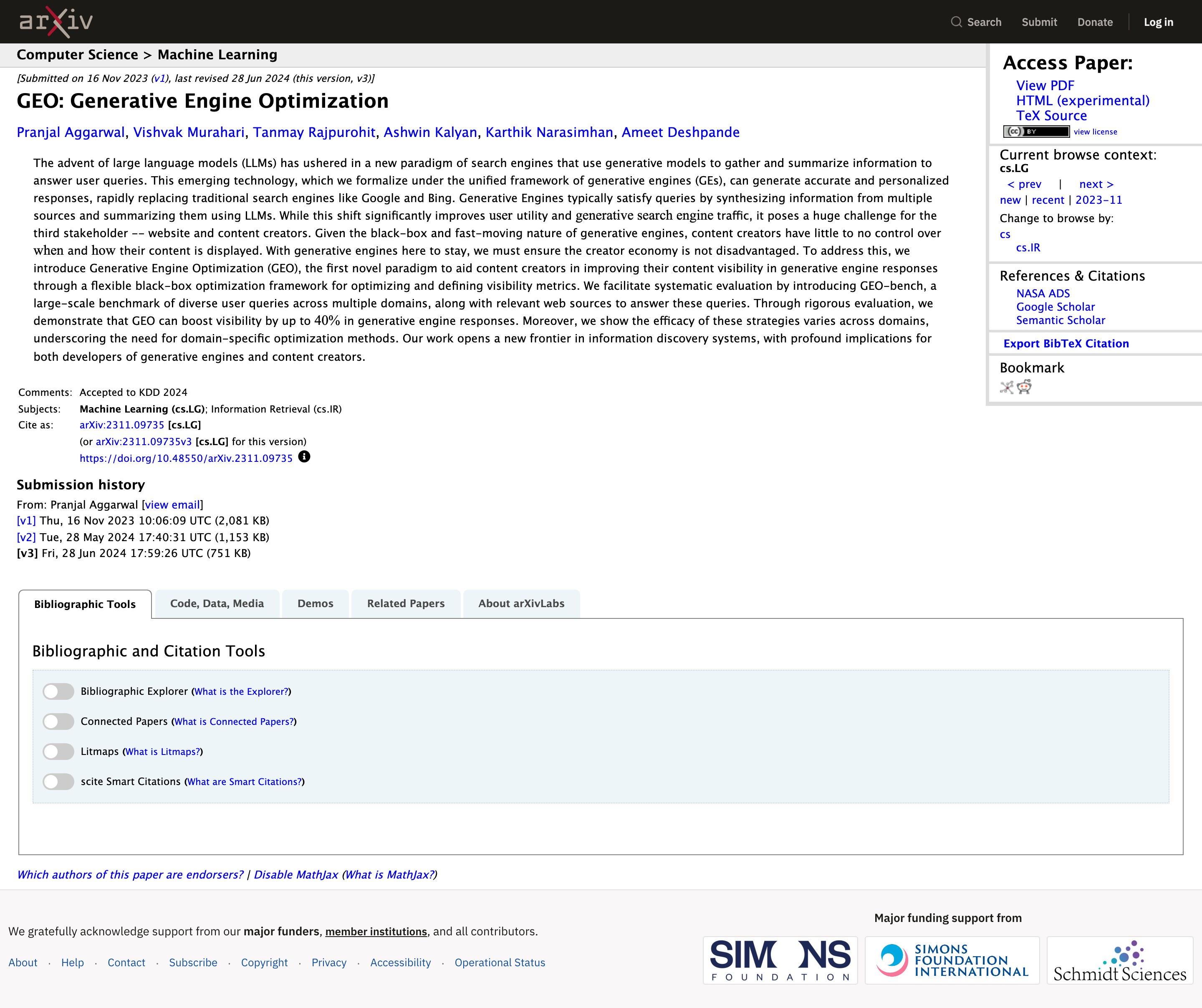 Princeton GEO paper на arXiv: исследование методов цитируемости текста нейросетями