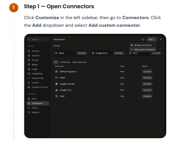 Документация Vocable, шаг 1: меню Customize, раздел Connectors и список Add с пунктом Add custom connector