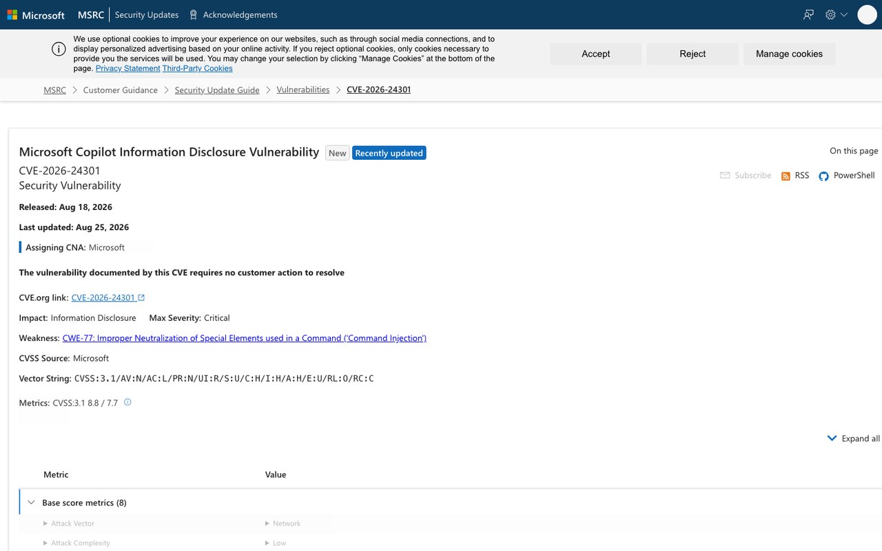 Официальная карточка уязвимости CVE-2026-24301 на сайте Microsoft Security Response Center