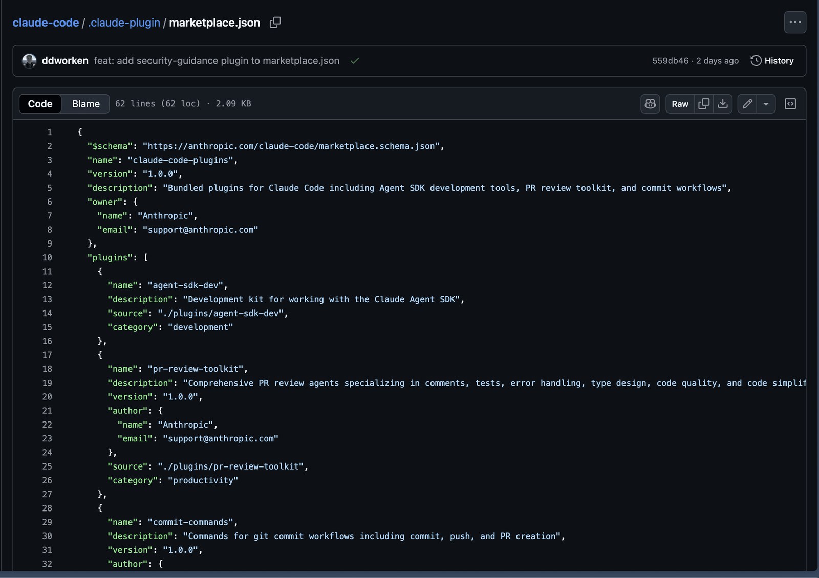 Файл описания каталога пакетов на GitHub: список компонентов набора в машинном виде