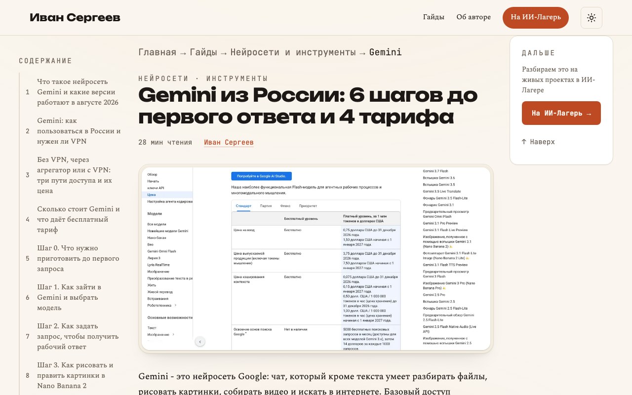 Наша страница про бесплатный тариф Gemini - альтернатива для читателя без студенческой акции