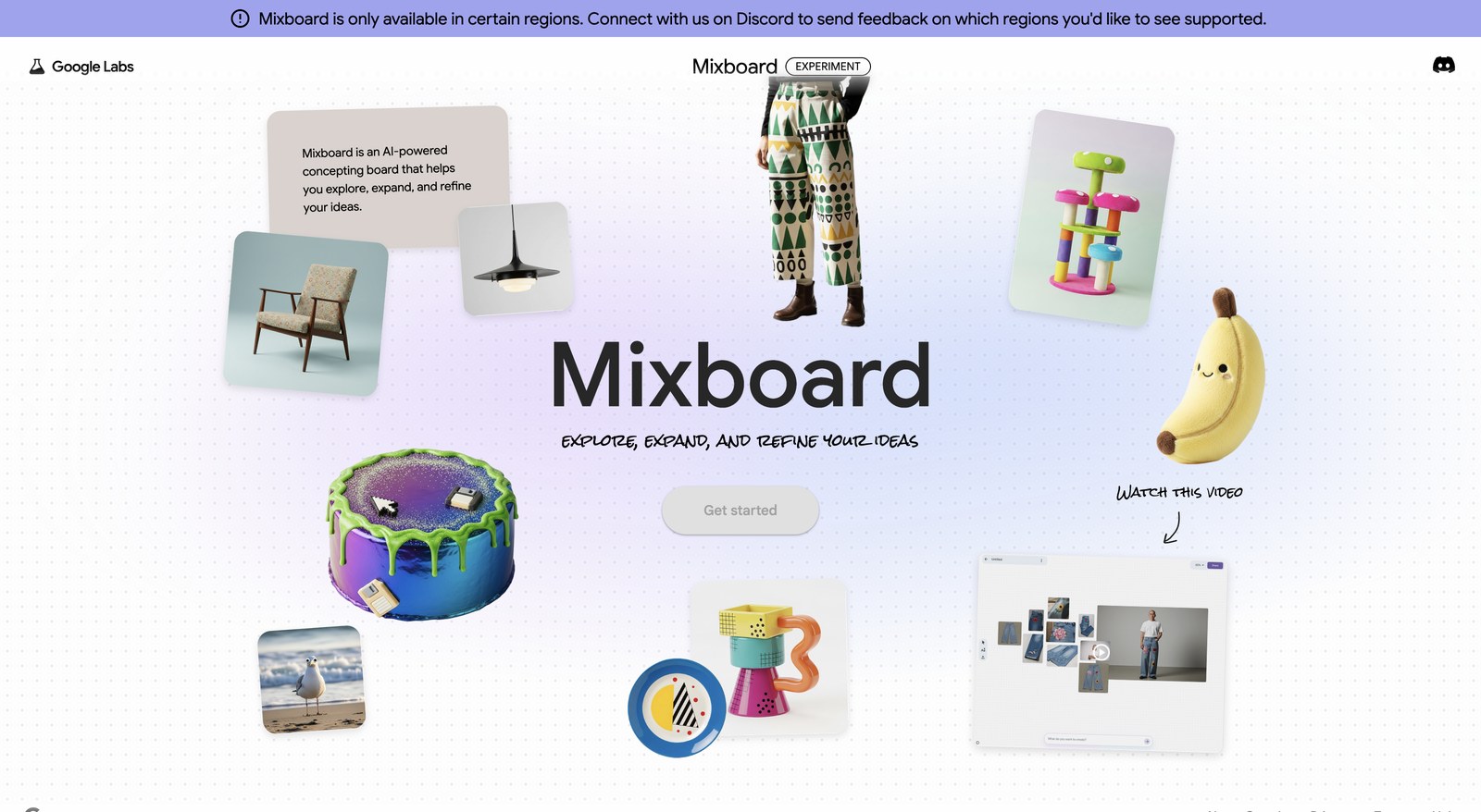 Баннер Mixboard с текстом ошибки region error: доступен только в отдельных регионах