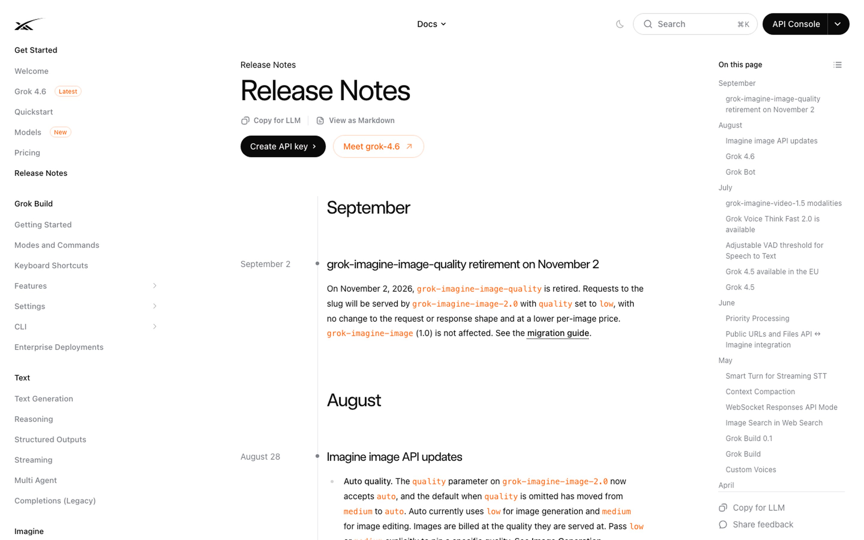 Официальные Release Notes xAI: раздел про Grok Imagine, дата выхода и сентябрьские обновления