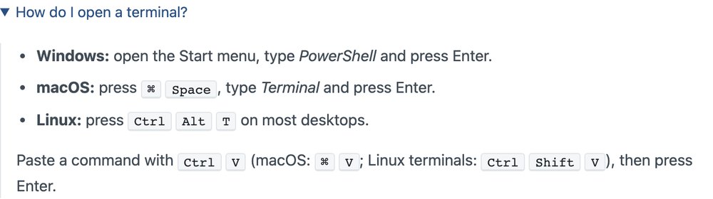 Подсказка сайта rea.tools, как открыть окно для команд на Windows, Mac и Linux