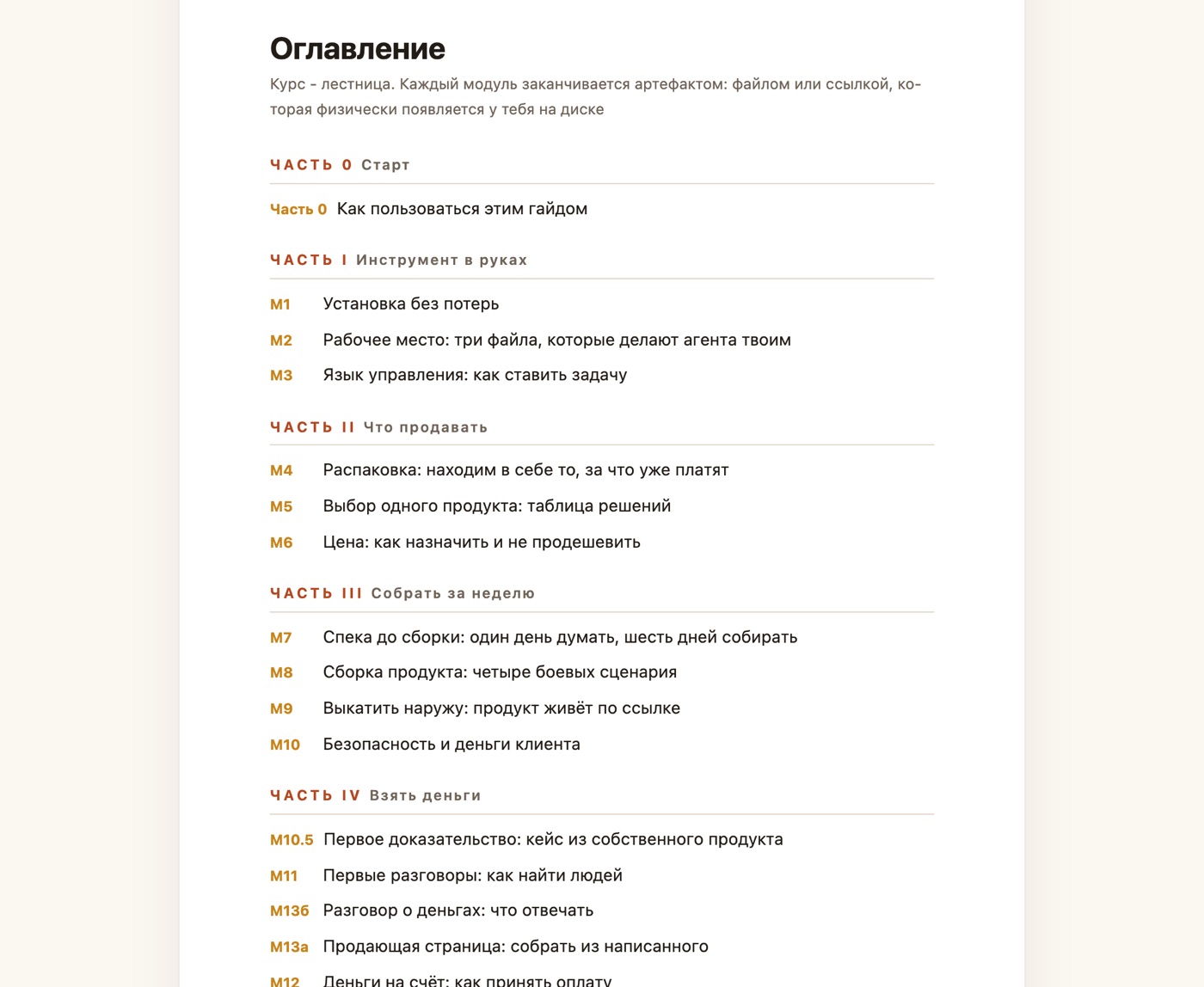 Оглавление гайда: части от «Инструмент в руках» до «Взять деньги», модули М1-М13