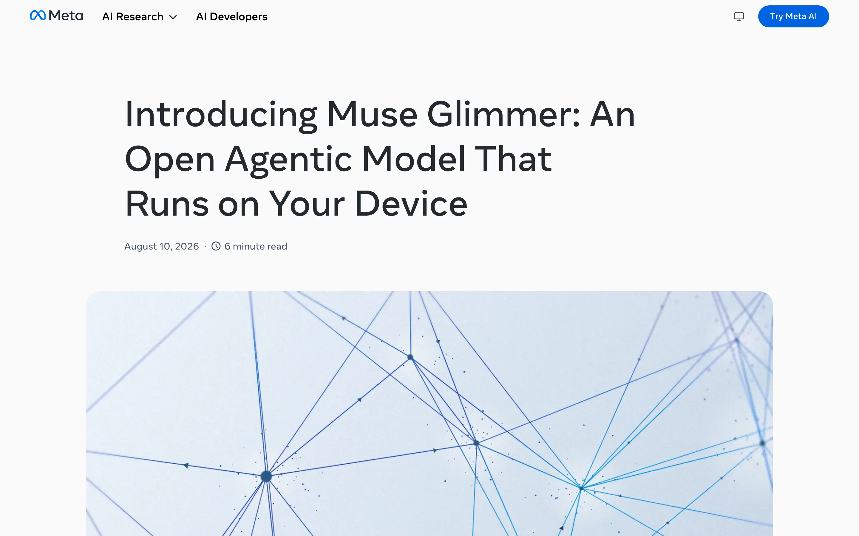 Официальная страница анонса Muse Glimmer на research.meta.ai с описанием параметров модели и требований к железу