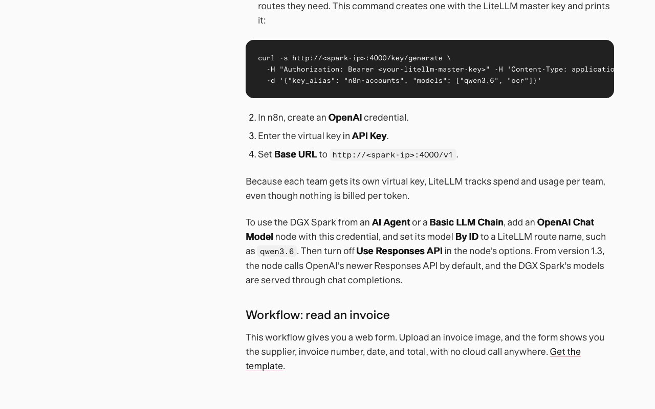 Пост блога n8n, шаг Connect n8n: адрес Base URL в учётке OpenAI и указание выключить переключатель Responses
