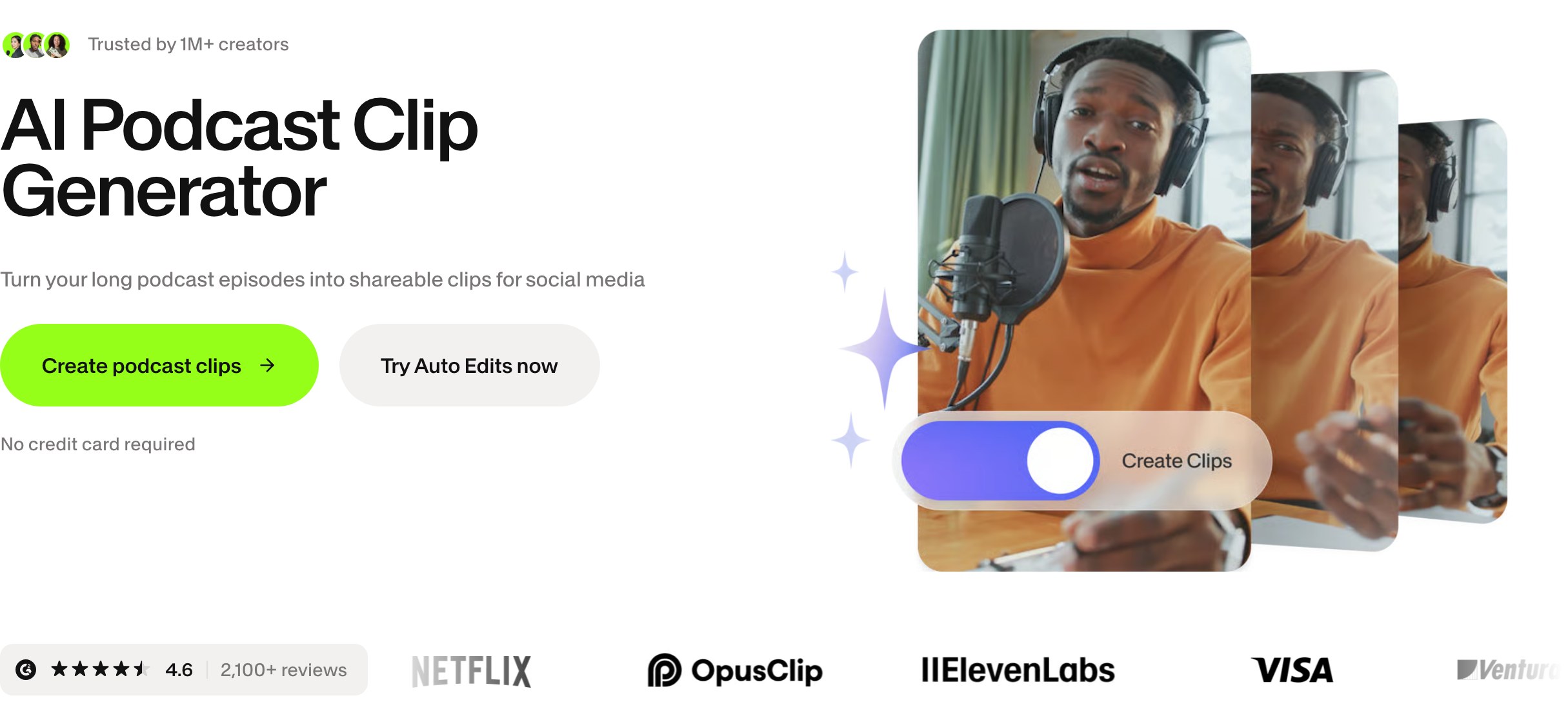 VEED AI Podcast Clip Generator: превращает длинный подкаст в короткие клипы для соцсетей