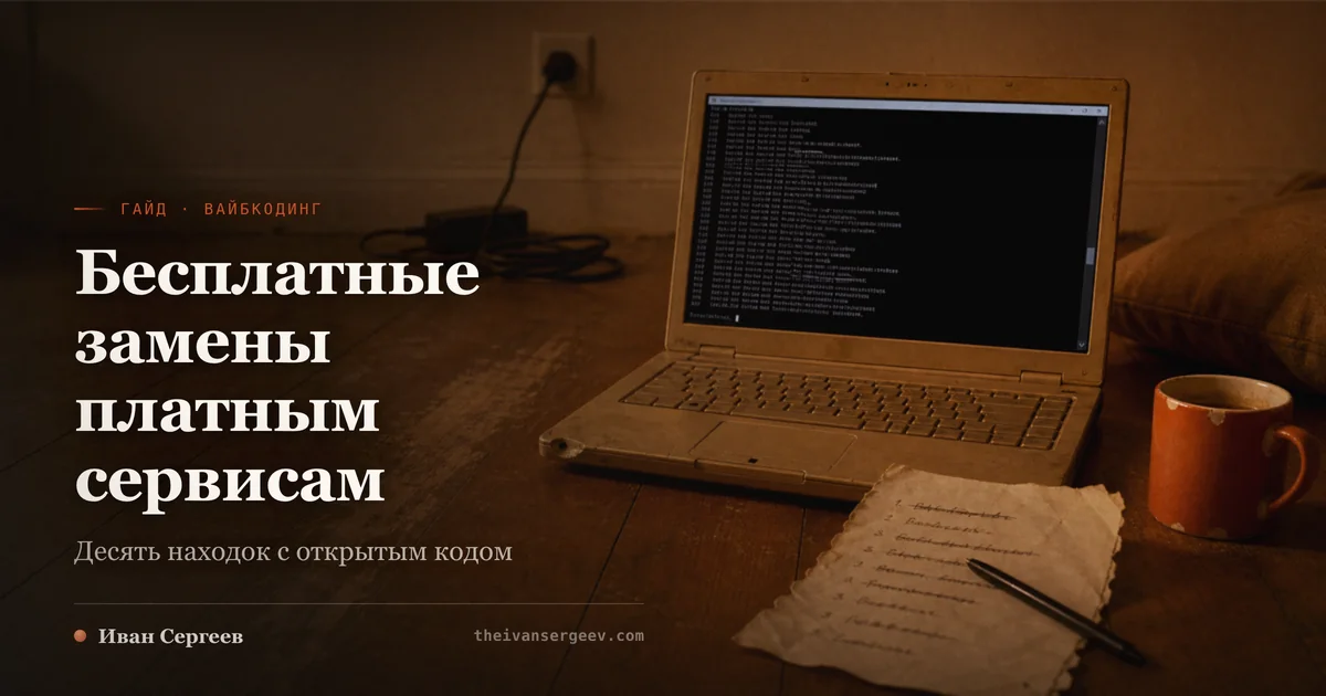 Тёмная превью-плитка гайда про бесплатные замены платному софту