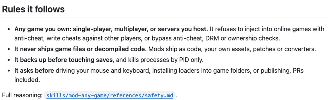 Раздел Rules it follows в README: игры, которыми владеешь, отказ от онлайн-игр с античитом, бэкап сохранений
