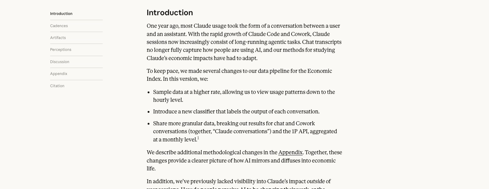 Раздел Introduction связанного отчёта Anthropic Economic Index report: Cadences со ссылкой на исследование Claude Code