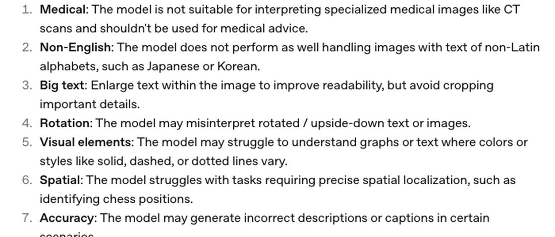 Справка OpenAI «ChatGPT Image Inputs FAQ»: ограничения чтения картинок, среди них путаница в графиках с разными стилями линий