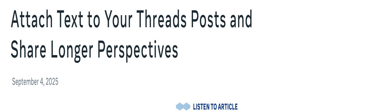 Заголовок официальной страницы Meta Newsroom про текстовые вложения Threads