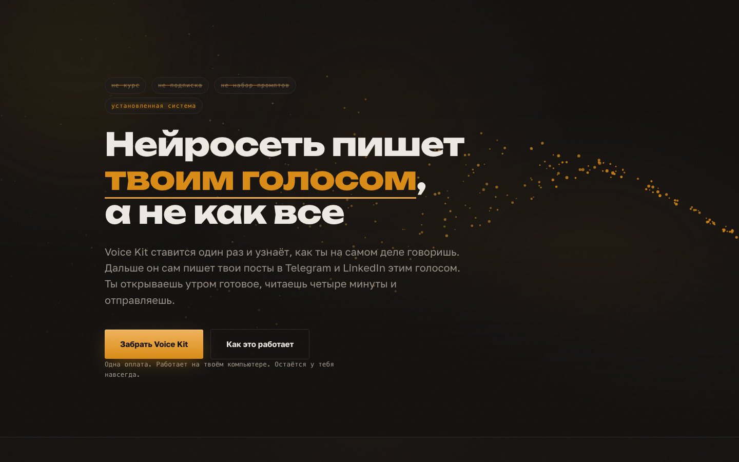 Первый экран страницы Voice Kit